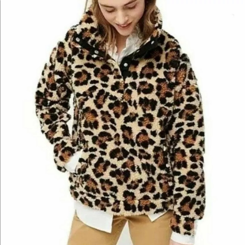 J. Crew vintage fleece leopard